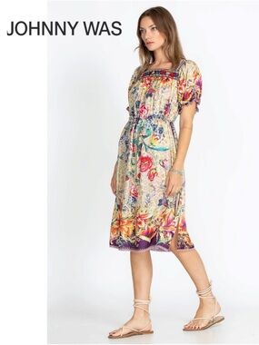 Johnny Was TOPIARY RUMI DRESS size small 💯 silk